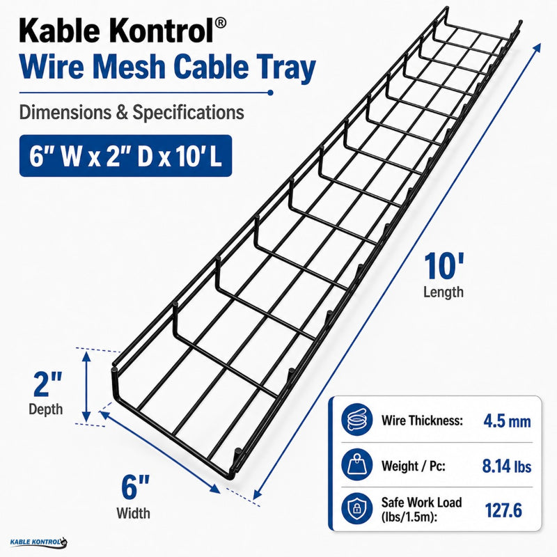 Wire Mesh Cable Tray Black Coated