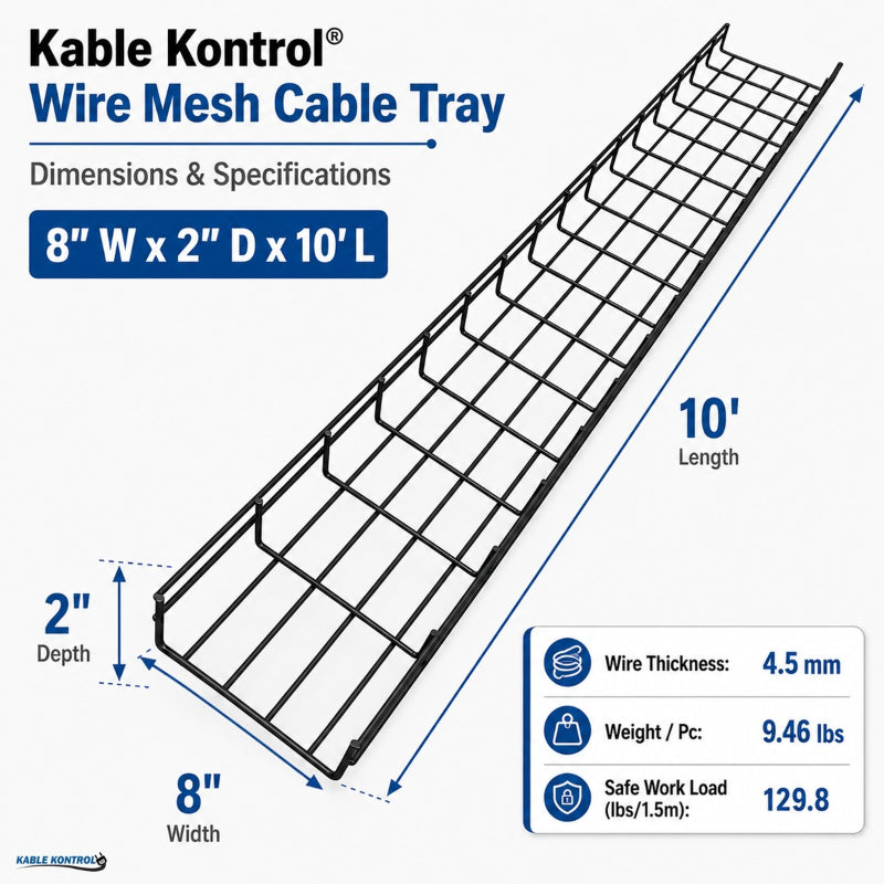 Wire Mesh Cable Tray Black Coated