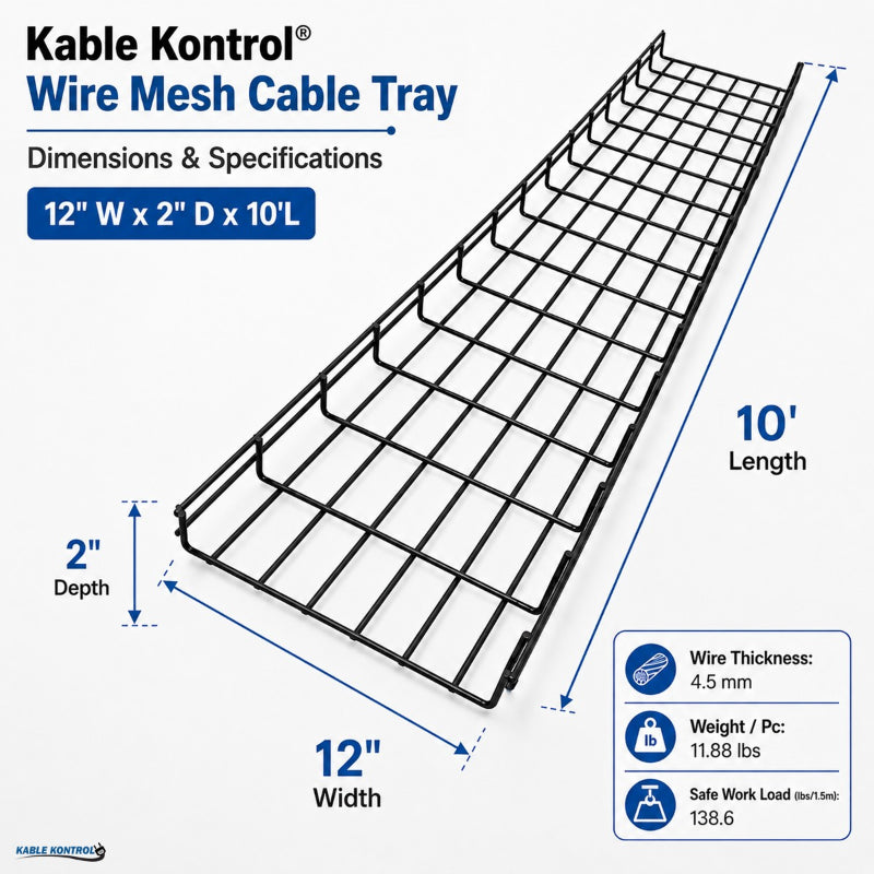 Wire Mesh Cable Tray Black Coated