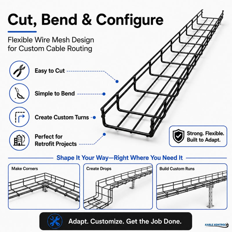Wire Mesh Cable Tray Black Coated