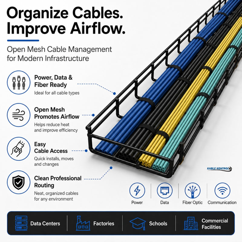 Wire Mesh Cable Tray Black Coated