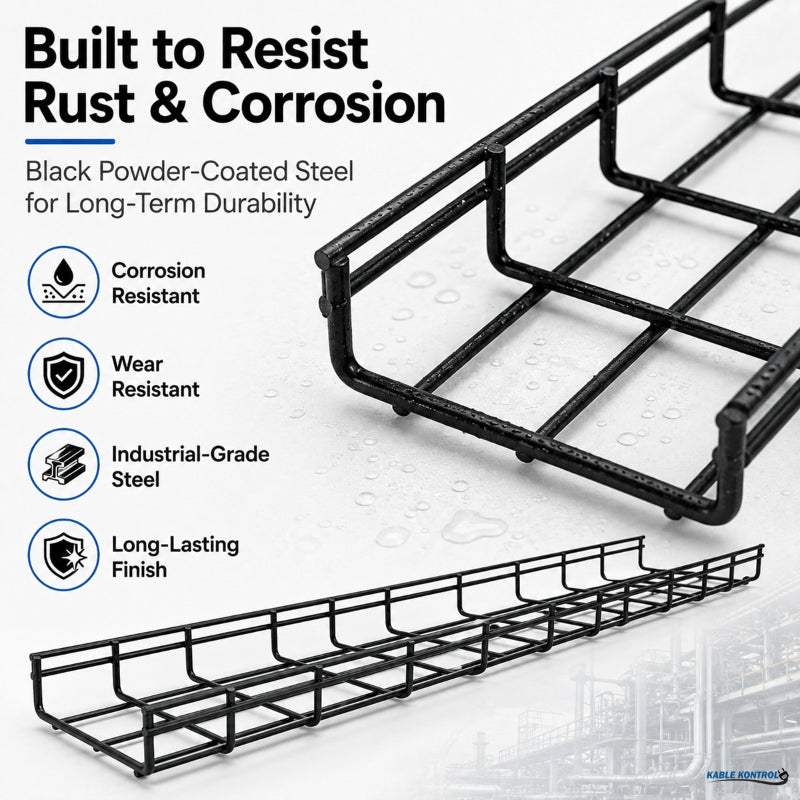 Wire Mesh Cable Tray Black Coated