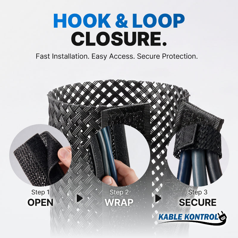 Hook and Loop Closure Wrap Around Cable Sleeve