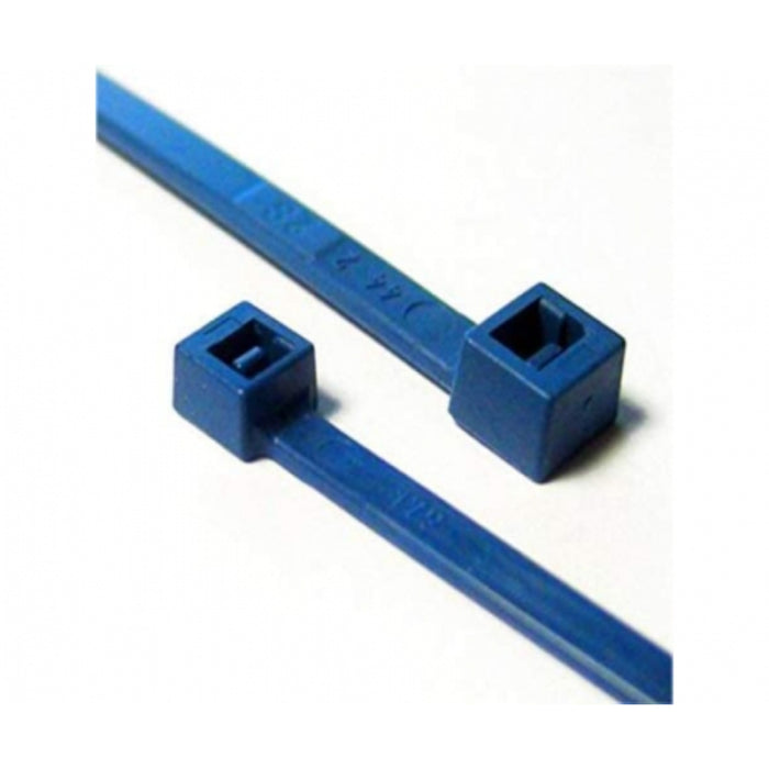 Metal Detectable Zip Ties - 11" Long - 50 Lbs Tensile Strength - 100 pc Pack - Blue
