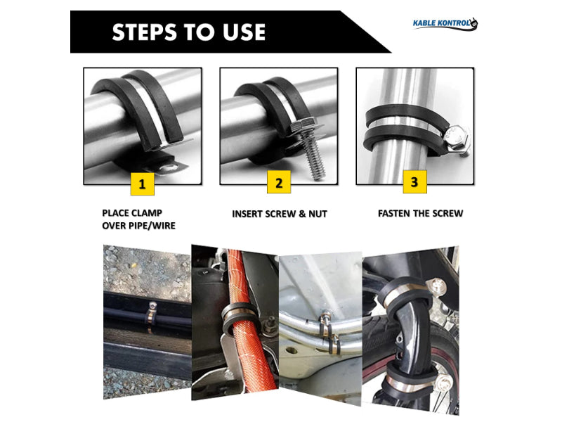 Stainless Steel Cable Clamps - Rubber Insulated