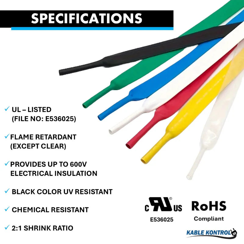 Heat Shrink Tubing - Polyolefin - Single Wall - 2:1 Ratio