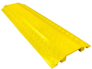 40' long Yellow poylurethane drop over cable protector with 4" wide and 1" high h channels