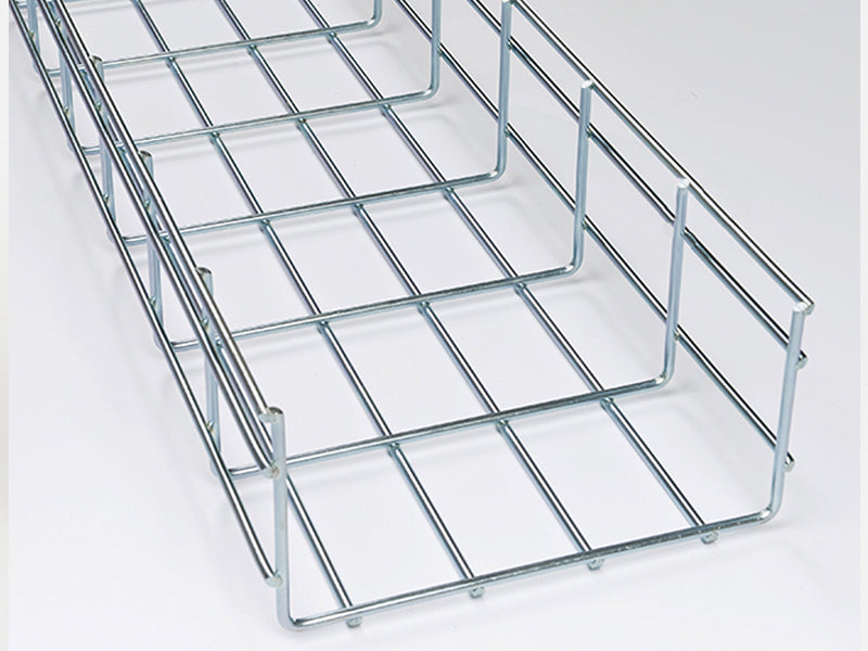 Wire Mesh Cable Tray Straight Section - Electro-Zinc Resistant Steel - 12" W x 2" D x 10' L - Chrome Finish