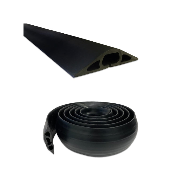 Checkers RFD1-10 Rubber Duct Cable Protector, Channel, 10 ft L, Black