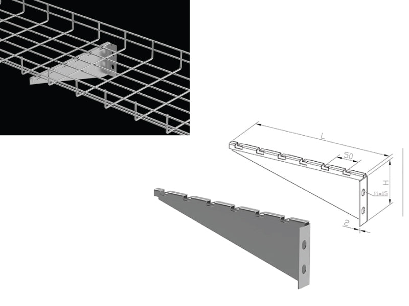 v type wall mount bracket accessory for cable tray