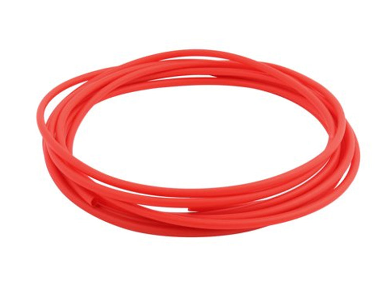 Rolled up cut lengths of 2:1 heat shrink tubing Red